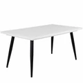 Kép 1/2 - ALASKA asztal 160(+40)cm - Rusztik Fehér (Erezett Fehér) / Fekete