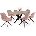 Kép 2/3 - DOROTHY asztal 160(+40)cm - Magasfényű Cappuccino / Fekete