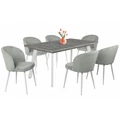 Kép 2/3 - LINETT asztal 160(+40)cm - Frizo Szürke / Fehér