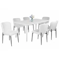 Kép 2/3 - LINETT asztal 160(+40)cm - Rusztik Fehér (Erezett Fehér) / Fehér