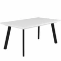 Kép 1/2 - LINETT asztal 160(+40)cm - Rusztik Fehér (Erezett Fehér) / Fekete