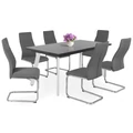 Kép 2/3 - LINETT asztal 160(+40)cm - Magasfényű Antracit / Fehér