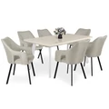 Kép 2/3 - LINETT asztal 160(+40)cm - Magasfényű Beige / Fehér
