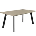 Kép 1/3 - LINETT asztal 160(+40)cm - Magasfényű Cappuccino / Fekete
