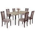 Kép 2/3 - LINETT asztal 160(+40)cm - Magasfényű Cappuccino / Fekete