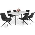 Kép 2/3 - LINETT asztal 160(+40)cm - Magasfényű Fehér / Fekete
