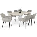 Kép 2/3 - SUZY asztal 160(+40)cm - Magasfényű Beige / Fehér