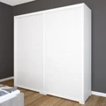 Kép 1/3 - BOND 200 cm tolóajtós gardrób - Rusztik Fehér (Erezett Fehér) / Fehér profil