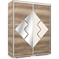 Kép 1/2 - DOVER 160 cm tolóajtós gardrób - Canyon Tölgy / Tükör-MF.Beige