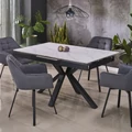 Kép 1/22 - PLATAN asztal 140(+40)cm - Fehér márvány / Fekete