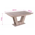 Kép 2/4 - PRÁGA asztal 160(+40)cm - Rusztik Fehér (Erezett Fehér)