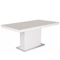 Kép 1/2 - FLÓRA PLUSZ asztal 160(+40)cm - Rusztik Fehér (Erezett Fehér) / Magasfényű Latte