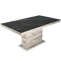 Kép 1/2 - FLÓRA PLUSZ asztal 160(+40)cm - San Remo / Magasfényű Fekete márvány minta