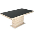 Kép 1/3 - FLÓRA PLUSZ asztal 160(+40)cm - Sonoma Tölgy / Magasfényű Fekete