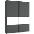 Kép 1/3 - FŐNIX 194 cm tolóajtós gardrób - Matt Sötétszürke / Rusztik Fehér (Erezett Fehér) / Szürke profil