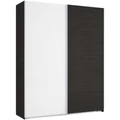 Kép 1/3 - FŐNIX 194 cm tolóajtós gardrób - Nero / Rusztik Fehér (Erezett Fehér) / Szürke profil