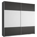 Kép 1/3 - FŐNIX 254 cm tolóajtós gardrób - Nero / Rusztik Fehér (Erezett Fehér) / Szürke profil "B"