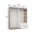 Kép 2/3 - MIRROR 180 cm tükrös tolóajtós gardrób - Katthult / Magasfényű Katthult betét