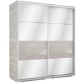 Kép 1/3 - MIRROR 180 cm tükrös tolóajtós gardrób - Katthult / Magasfényű Katthult betét