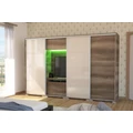 Kép 2/4 - BOND 2BL/2MF 318 cm TV-s gardrób - Canyon Tölgy / Magasfényű Beige üveg
