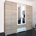 Kép 1/3 - NÁPOLY 240 cm nyílóajtós gardrób - Sonoma Tölgy / Rusztik Fehér (Erezett Fehér)