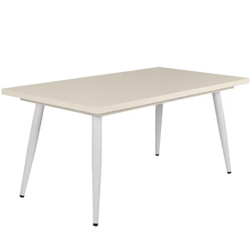 ALASKA asztal 160(+40)cm - Magasfényű Beige / Fehér