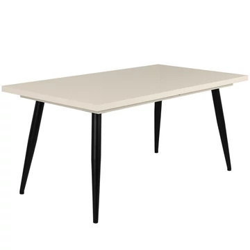ALASKA asztal 160(+40)cm - Magasfényű Beige / Fekete