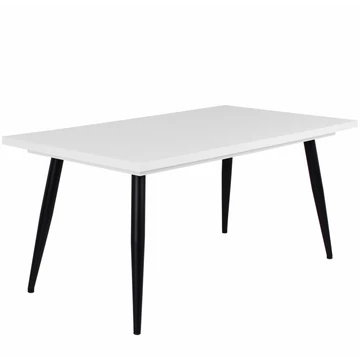 ALASKA asztal 160(+40)cm - Rusztik Fehér (Erezett Fehér) / Fekete