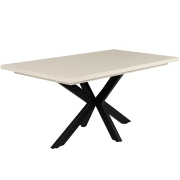DOROTHY asztal 160(+40)cm - Magasfényű Beige / Fekete