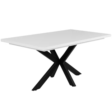 DOROTHY asztal 160(+40)cm - Magasfényű Fehér / Fekete