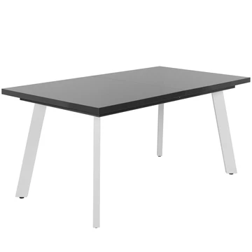 LINETT asztal 160(+40)cm - Magasfényű Antracit / Fehér