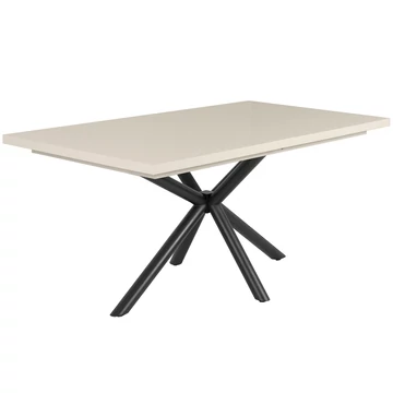 SUZY asztal 160(+40)cm - Magasfényű Beige / Fekete