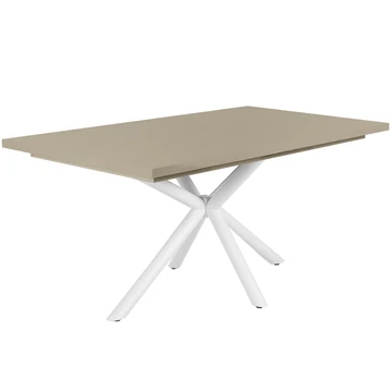 SUZY asztal 160(+40)cm - Magasfényű Cappuccino / Fehér