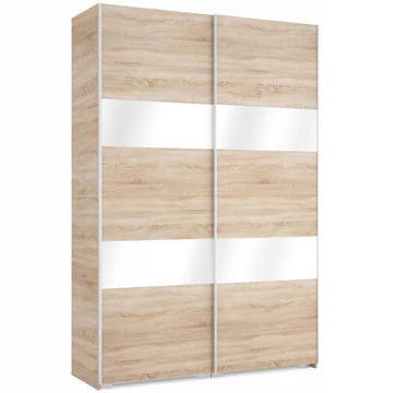 FŐNIX 154 cm magasfényű gardrób - Sonoma Tölgy / MF.Fehér