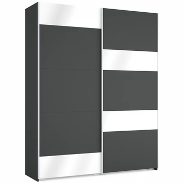FŐNIX 194 cm magasfényű gardrób - Matt Sötétszürke / MF.Fehér