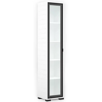 POLLY vitrines polcos elem 42 cm BALOS - Rusztik Fehér (Erezett Fehér) / Fekete