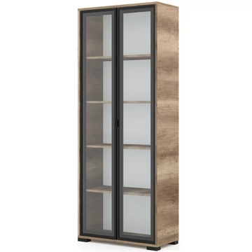 POLLY vitrines polcos elem 80 cm - Canyon Tölgy / Fekete