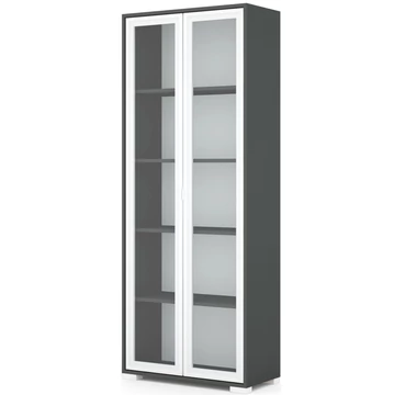 POLLY vitrines polcos elem 80 cm - Matt Sötétszürke / Fehér