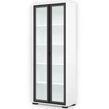 POLLY vitrines polcos elem 80 cm - Rusztik Fehér (Erezett Fehér) / Fekete