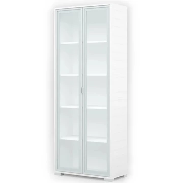 POLLY vitrines polcos elem 80 cm - Rusztik Fehér (Erezett Fehér) / Szürke