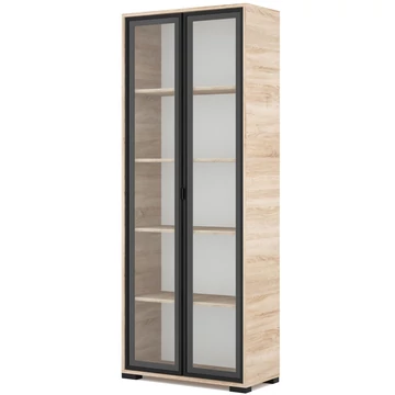 POLLY vitrines polcos elem 80 cm - Sonoma Tölgy / Fekete