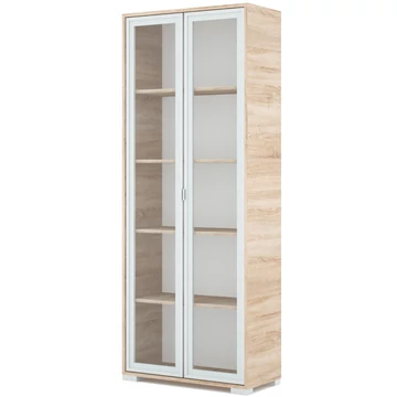 POLLY vitrines polcos elem 80 cm - Sonoma Tölgy / Szürke