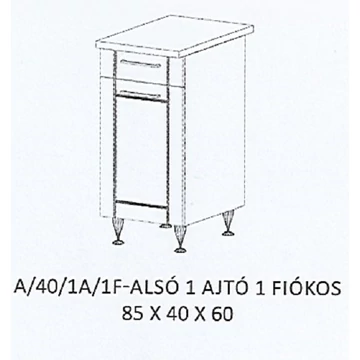 ALÍZ A/40/1A/1F-ALSÓ 1 ajtós 1fiókos munkalapos elem - BALOS