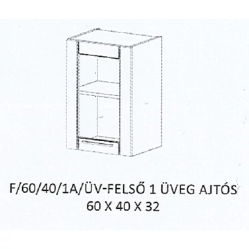 ALÍZ F/60/40/1A/ÜV-FELSŐ 1 üveg ajtós elem - BALOS