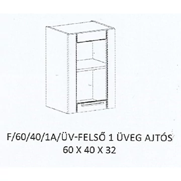 ALÍZ F/60/40/1A/ÜV-FELSŐ 1 üveg ajtós elem - JOBBOS