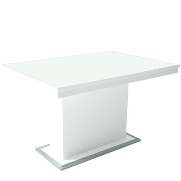 FLÓRA PLUSZ asztal 120(+40)cm - Rusztik Fehér (Erezett Fehér) / Magasfényű Fehér