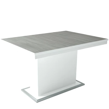 FLÓRA PLUSZ asztal 120(+40)cm - Rusztik Fehér (Erezett Fehér) / Magasfényű Katthult