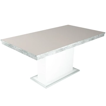FLÓRA PLUSZ asztal 160(+40)cm - Beton-Fehér / Magasfényű Latte