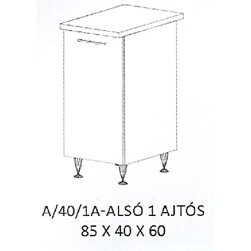 GRÉTA A/40/1A-ALSÓ 1 ajtós munkalapos elem - BALOS