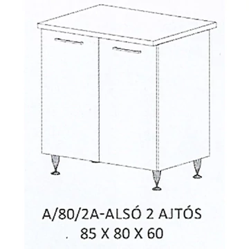 GRÉTA A/80/2A-ALSÓ 2 ajtós munkalapos elem